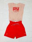 Conjunto Menina Angerô Cropped em Cotton e Shorts em Moletinho