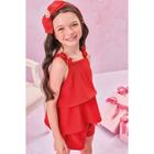 Conjunto Menina Bata e Shorts em Air Flow Vermelho - Kukiê