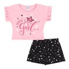 Conjunto Menina Blusa Japonesa Com Babado Nas Mangas E Short Saia - PlayLand Kids