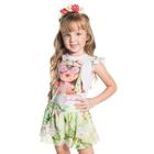 Conjunto Menina Camiseta Cachorrinha e Short-Saia Tropical Ninali