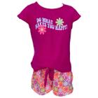 Conjunto Menina Infantil Estampado Short Canelado Cores Sortidas Duduka