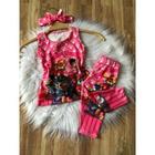 Conjunto Menina Legging Temático Patrulha Canina Rosa +Laço de Cabelo