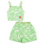 Conjunto Menina Short c/ Cropped em Sarja, Queen Verde - Playground