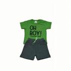 Conjunto Menino Boy Abacate/Chumbo Camiseta Manga Curta e Bermuda