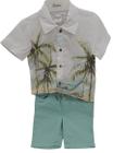 Conjunto Menino Camisa Estampada + Bermuda Paraiso Rf 14063