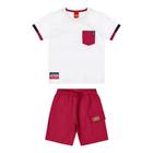 Conjunto Menino Camiseta em Algodão e Bermuda em Moletom branco/Vermelho - Kyly