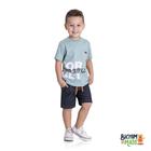 Conjunto menino forget - camiseta meia malha e bermuda sarja