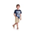 Conjunto Menino Glinny Camiseta em Algodão e Bermuda Malha Brim - Azul