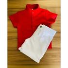 Conjunto Menino Luxo Gola Linho Frade Vermelho