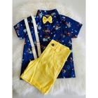 Conjunto Menino Luxo Infantil Temático O Pequeno Príncipe +Bermuda Amarelo