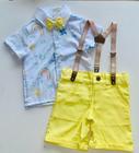 Conjunto Menino Luxo Infantil Temático Raio de Sol + Bermuda Amarelo