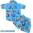 Conjunto Menino Mauricinho Temático Léo Caminhão Azul