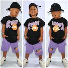 Conjunto menino verão masculino infantil menino Kvani Joy camisa e bermuda shorts tamanhos 2 ao 12