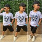 Conjunto menino verão masculino infantil menino Kvani Joy camisa e bermuda shorts tamanhos 2 ao 12