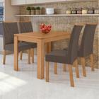 Conjunto Mesa 120cm Athenas e 4 Cadeiras Apogeu Amêndoa Clean/Liso Marrom