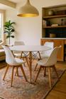 Conjunto Mesa 120cm Redonda Eiffel MDF Com 4 Cadeiras Leda Ergonomica Moderna