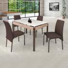 Conjunto Mesa 120cm Tampo em Vidro 4 Cadeiras Barcelona Ciplafe