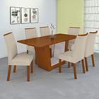 Conjunto Mesa 170cm Apogeu Tampo Mdf no Glass com 6 Cadeiras Apogeu Frassino/Off White/Creme - Móveis Lopas