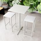 Conjunto Mesa Alta Bar Bistrô Quadrada Branca 2 Bancos Estofado Industrial White