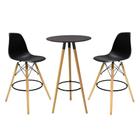 Conjunto Mesa Alta Redonda Bistro + 2 Banquetas Altas Charles Eames Eiffel Preta