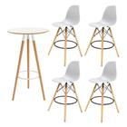 Conjunto Mesa Alta Redonda Bistro Com 4 Banquetas Altas Charles Eames Eiffel Branca