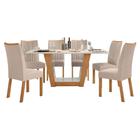 Conjunto Mesa Apogeu 160cm Tampo MDF/Vidro 6 Cadeiras Apogeu