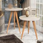 Conjunto Mesa Apoio Lateral Redonda Pés Palito Classic-Off White - Compre Aqui