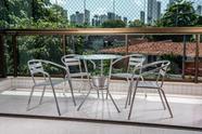 Conjunto Mesa Bar Com 4 Cadeiras Leve Alumínio Varanda Área Externa Casa Top Luxo Centro Jogo Piscina