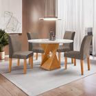 Conjunto Mesa Barcelona 100cmx100cm 4 Cadeiras Espanha Tampo Slim Plus Redondo Vidro Yescasa