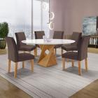 Conjunto Mesa Barcelona 120cmx120cm 6 Cadeiras Espanha Tampo Plus Redondo Vidro Yescasa