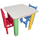 Conjunto Mesa Baú Infantil Madeira Com Duas Cadeiras Camaleão