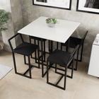 Conjunto Mesa Branca 4 Cadeiras Pequena Estofado Industrial Black