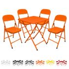 Conjunto Mesa C/ 4 Cadeiras Dobráveis Bar Restaurante Aço