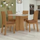 Conjunto Mesa Celebrare 90cm Tampo MDF/Vidro 4 Cadeiras Athenas Móveis Lopas