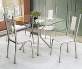 Conjunto Mesa com 4 Cadeiras CMC858NK Linha Crome Combos Kappesberg Crome