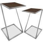 Conjunto Mesa De Canto Industrial Dupla Lateral Sieger Decoração Para Sala