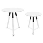 Conjunto Mesa de Canto Lateral Dupla Houston Redonda Tripé Branco e Branco - Genus Móveis