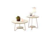 Conjunto Mesa De Centro E Apoio Liz Off White C/ Freijó EJ Móveis