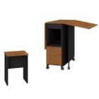 Conjunto Mesa de Cozinha Dobrável Com Rodinhas Paris 4 Bancos Tampo 1,20m Nature / Preto Zanzini