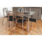 Conjunto: Mesa de Cozinha Elba c/ Tampo Vidro 150cm + 6 Cadeiras Portugal Cromada/Preto - Kappesberg