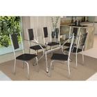 Conjunto: Mesa de Cozinha Loire c/ Tampo Vidro 150cm + 6 Cadeiras Lisboa Cromado/Preto - Kappesberg
