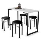 Conjunto Mesa de Cozinha Prattica Industrial 120cm com 4 Banquetas F02 Branco/Preto - Mpozenato