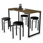 Conjunto Mesa de Cozinha Prattica Industrial 120cm com 4 Banquetas F02 Castanho/Preto - Mpozenato