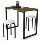 Conjunto Mesa de Cozinha Prattica Industrial 90cm com 2 Banquetas F02 Castanho/Branco - Mpozenato