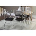 Conjunto: Mesa de Cozinha Reno c/ Tampo de Vidro 150cm + 4 Cadeiras Nápoles 150 Cromada/Preto - Kappesberg