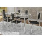 Conjunto: Mesa de Cozinha Reno c/ Tampo Vidro 150cm + 6 Cadeiras Florença Cromada - Assento Preto - Kappesberg