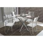 Conjunto: Mesa de Cozinha Volga c/ Tampo de Vidro 90cm+4 Cadeiras Nápoles Cromado/Branco - Kappesberg