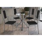 Conjunto: Mesa de Cozinha Volga c/ Tampo de Vidro 95cm + 4 Cadeiras Lisboa Cromado/Preto - Kappesberg