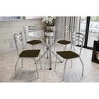 Conjunto: Mesa de Cozinha Volga c/ Tampo de Vidro 95cm + 4 Cadeiras Portugal Cromado/Marrom - Kappesberg