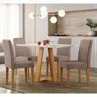 Conjunto Mesa de Jantar 1,20m Lectus Tampo com Vidro e 4 Cadeiras Ana Ypê/Off White/Vl02 - New Ceval